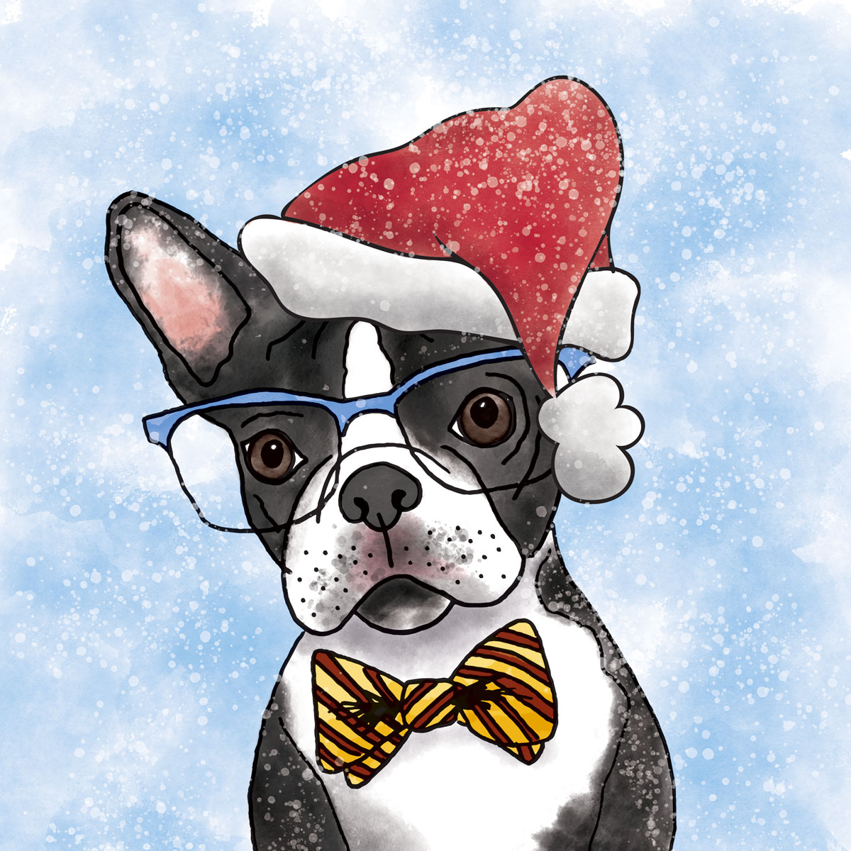 Illustration-Boston-Terrier-Santa-Hat